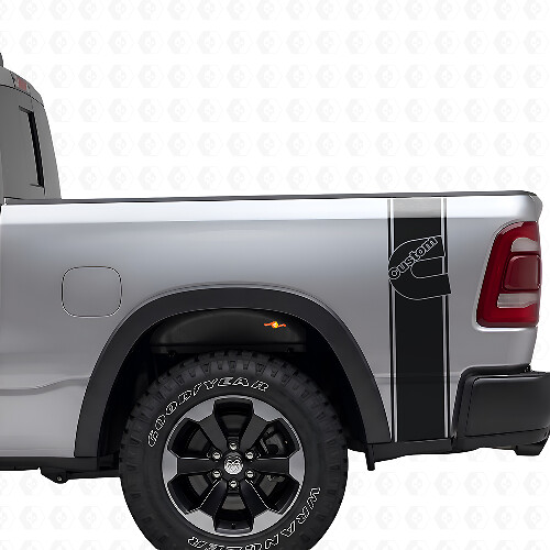 Kit de pegatinas de vinilo personalizadas de estilo C para las franjas laterales traseras de camiones Dodge