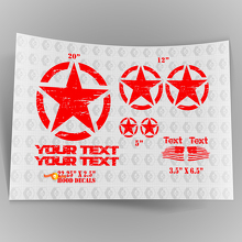 Jeep Wrangler Oscar Mike estilo militar kit de calcomanías de estrella desgastadas + calcomanías para capó
 3