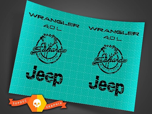 Logotipos de guardabarros Jeep Wrangler Sahara 4.0 TJ desgastados 1997 -2006