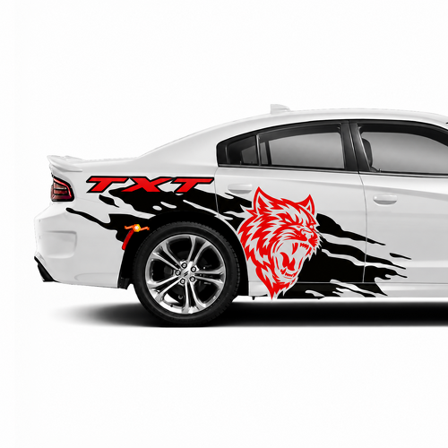 TXT Custom Cat Head Splash Pair Lateral Guardabarros trasero Adhesivo de vinilo para Dodge Charger SRT, Hellcat