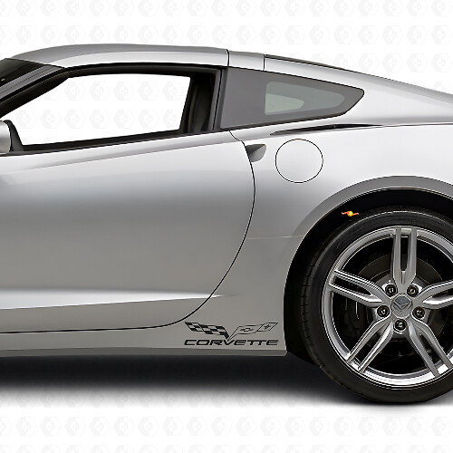 Kit de Vinilo para Paneles Laterales con Logo de Bandera Corvette para Chevy Corvette Z06 C6-7 2005-18