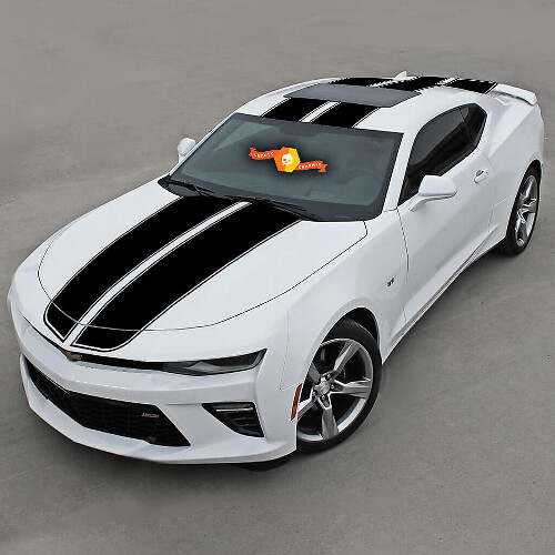 Kit de adhesivos de vinilo con franjas dobles de carreras para la parte superior lateral para Chevrolet Camaro 2016-18