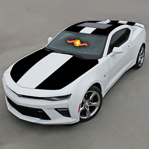 CHEVROLET CAMARO 2016 - 2018 CAPÓ, TECHO Y TRASERA CON RAYAS DE VINILO SUPERIORES
