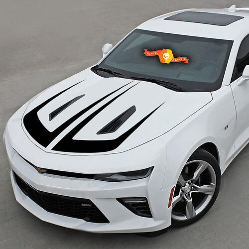 Chevrolet Camaro 2016-2018 Rayas de vinilo festoneadas decorativas en el capó
