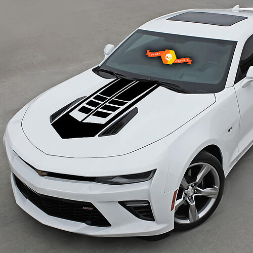 Vinilo adhesivo de franjas estilo techno para capó Chevrolet Camaro 2016-2018