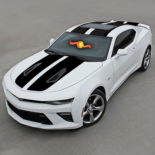 Chevrolet Camaro 2016-2018 -ss- Rayas dobles de vinilo con parte superior sólida