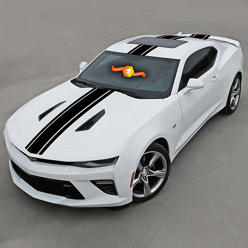 Chevrolet Camaro 2010-2020 Calcomanía adhesiva con rayas decorativas centrales estrechas superiores
