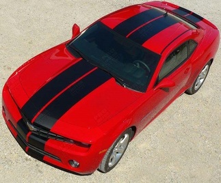 Pace Style Dual Center Racing Stripe Kit — Adhesivo de vinilo (capó, techo, maletero, parachoques trasero, parachoques delantero) para Chevrolet Camaro 2010-2015