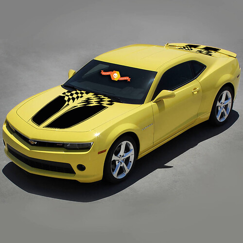 Calcomanía adhesiva de vinilo con franjas de carreras con bandera a cuadros para capó y maletero Chevrolet Camaro 2010-2015