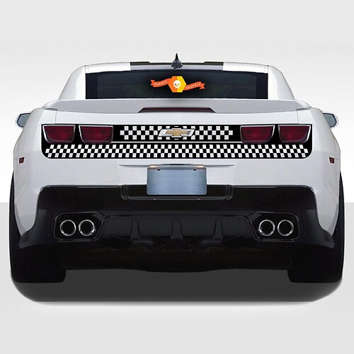 Chevrolet Camaro 2010-2013 Rayas de vinilo a cuadros para maletero de fascia trasera
