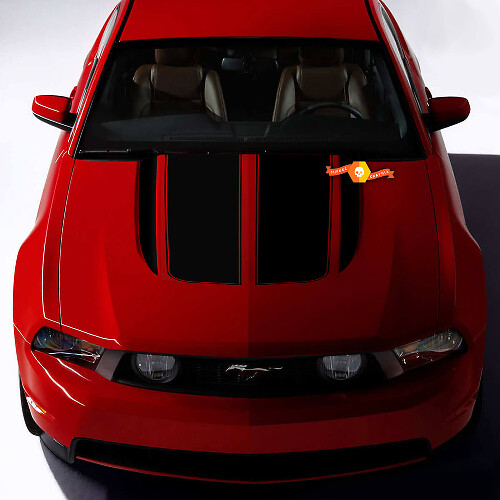 Vinilo adhesivo de franjas para capó con contorno en negro para Musclecar Mustang 2005-2024