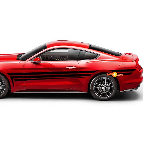 Ford Mustang 2005-2024 Puertas laterales Triple Rayas Calcomanías decorativas Pegatinas
