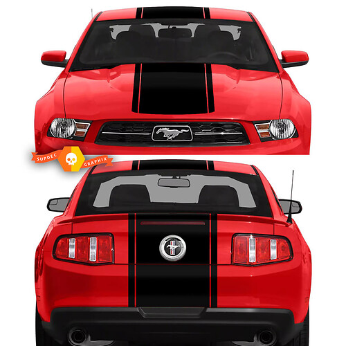 Calcomanías de rayas de cuerpo completo para capó y maletero de Ford Mustang Rally
