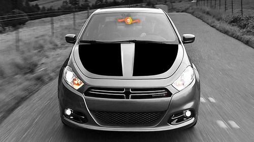 Docalas de vinilo Stripes de acento de capucha para Dodge Dart
