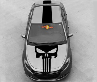 Dodge Dart 2013-2020 estilo Punisher Skull Hood & top Stripes