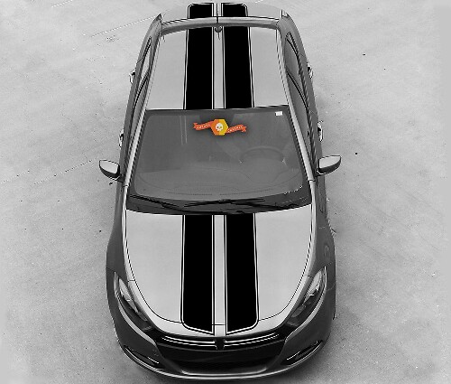 Kit de pegatinas de vinilo con doble contorno de rayas para la parte superior para Dodge Dart 2013-20