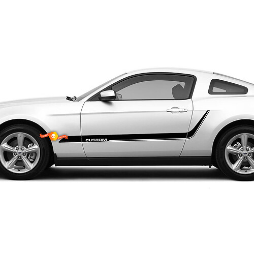 Rayas decorativas laterales de la puerta inferior con texto personalizado para Ford Mustang
