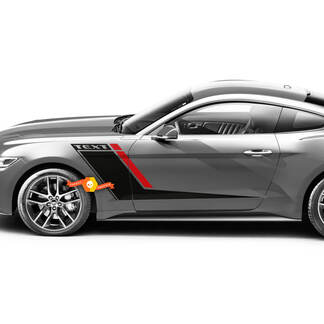 Rayas decorativas laterales del Ford Mustang con texto personalizado
