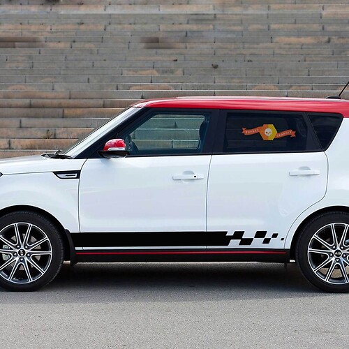 2x calcomanías gráficas de rayas laterales calcomanías de carreras aptas para Kia Soul
