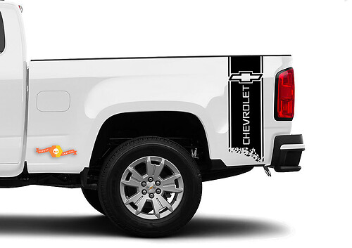 Pegatina adhesiva de vinilo con diseño de rayas y contorno del logo Chevy para el lateral de la caja de Chevrolet Colorado