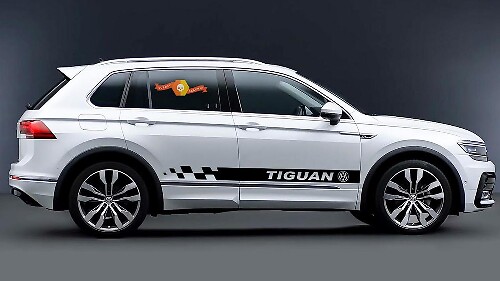Kit de calcomanías de vinilo con franjas laterales a cuadros para Volkswagen Tiguan