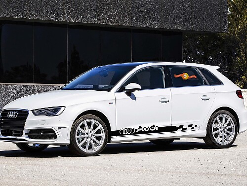 Kit de pegatinas de vinilo con franjas laterales a cuadros estilo racing para Audi A5