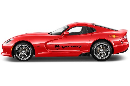 Dodge VIPER 2x franjas laterales calcomanías de vinilo de calidad gráfica logotipo de pegatinas de carreras
