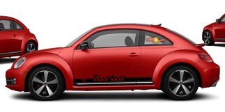Volkswagen Beetle Turbo 2x rayas laterales vinilo calcomanías para el cuerpo pegatina emblema logo
