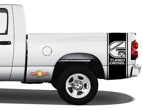 Juego de pegatinas de vinilo con franjas laterales Cummins Turbo Diesel para camión Dodge Ram