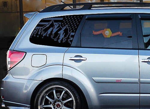 Calcomanías vinilo para parabrisas con bandera de EE.UU. para Suba WRX Turbo