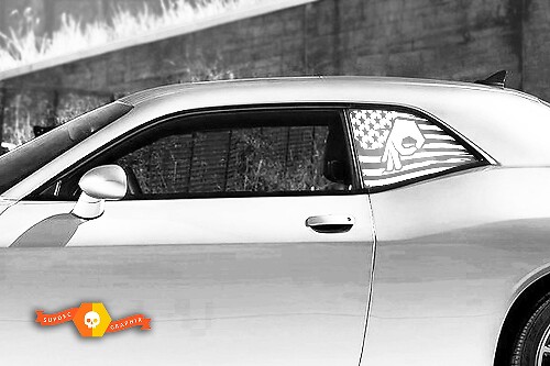 2 Dodge Challenger Ventana Custom US bandera Vinilo Parabrisas Calcomanía Gráfico Pegatinas

