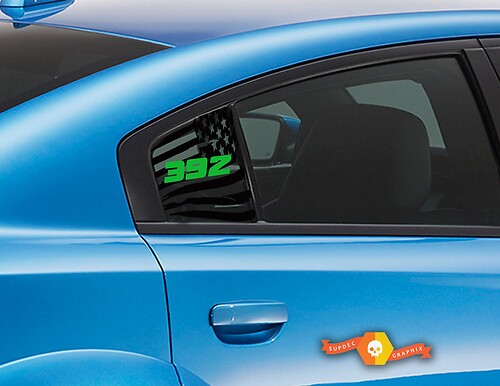 392 Distressed US Flag Window Pair — Adhesivo de vinilo (ventanilla lateral) para Dodge Charger