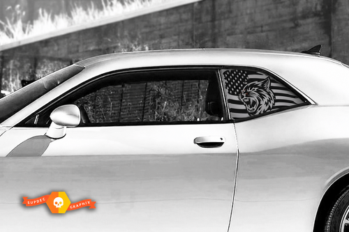 Red Eye Wildcat USA Flag Quarter Window Pair Ventana lateral Adhesivo de vinilo para Dodge Challenger Hellcat