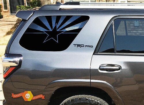 Pegatina de vinilo con la bandera del estado de Arizona para ventana trasera lateral para Toyota 4Runner 2010-2019