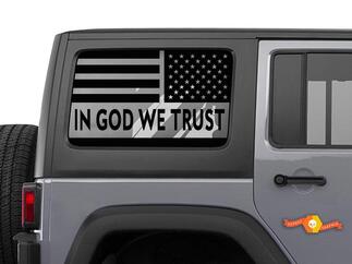 Jeep Hardtop - In God We Trust -Bandera Calcomanía para parabrisas EE. UU. American Wrangler JKU Pegatinas para ventana
