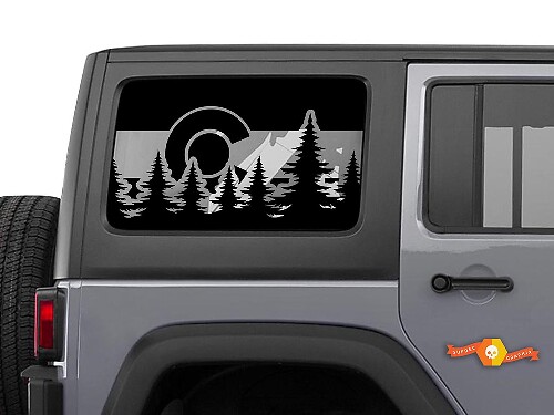 Calcomanía de vinilo para ventana lateral con bandera de Colorado para Jeep Wrangler