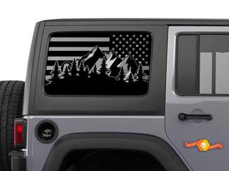 Jeep Wrangler EE. UU. Bandera Montaña Escena Parabrisas Calcomanía JKU JLU 4Dr 2007-2019 Rubicon Pegatinas
