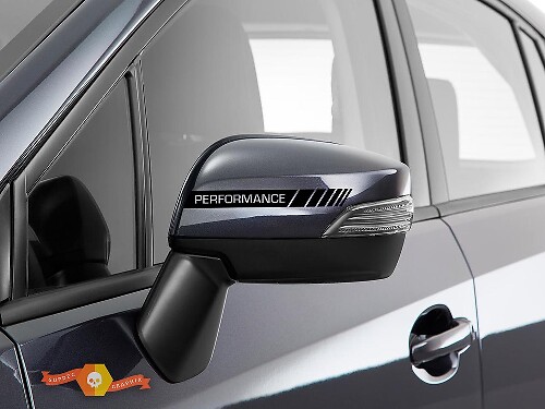 Paquete de 2 calcomanías de rayas negras para espejo retrovisor lateral de rendimiento, calcomanías de vinilo para carreras
