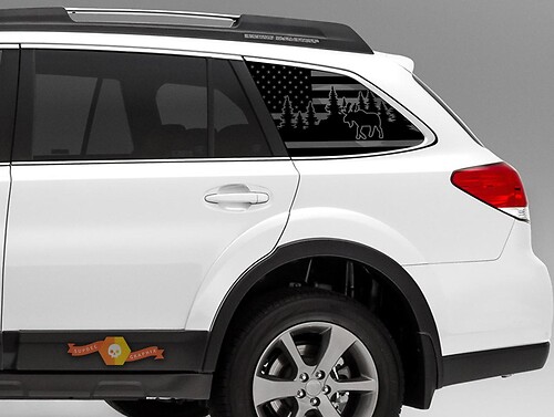 Calcomanía de Vinilo con Silueta de Alce y Bandera de EE.UU. para Ventana Lateral de Subaru Outback 2015-2019