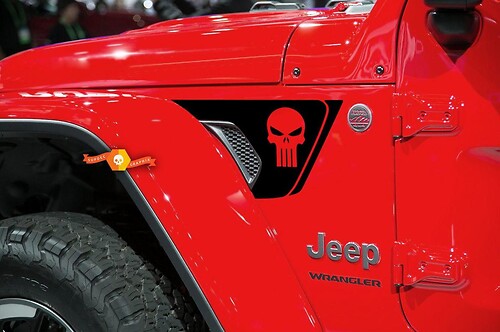 Calcomanía de vinilo con ventilación de guardabarros con calavera Punisher para Jeep Wrangler