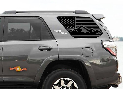 Calcomanías de vinilo para ventana trasera lateral con bandera de montaña de EE. UU. para Toyota 4Runner 2010-19