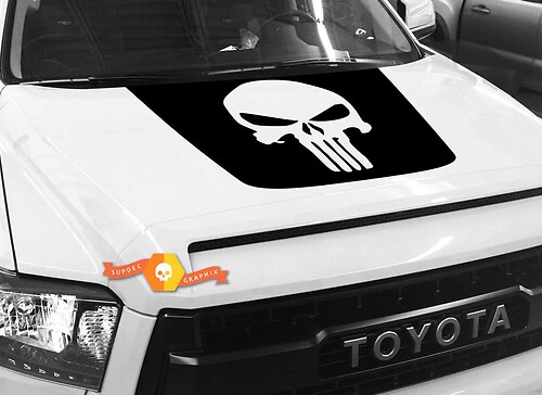 Etiqueta engomada gráfica del capó del cráneo del Punisher grande para TOYOTA TUNDRA 2014 2015 2016 2017 2018 #2
