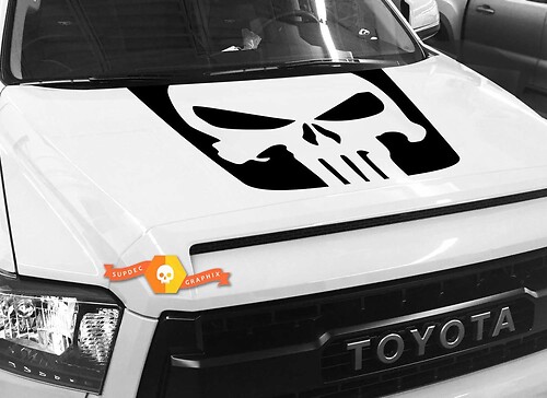 Pegatina de vinilo con el logo de calavera de Punisher para capó Toyota Tundra 2014-2018