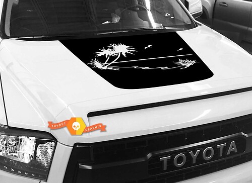 Vinilo adhesivo con paisaje de isla y océano para capó para Toyota Tundra 2014-2018