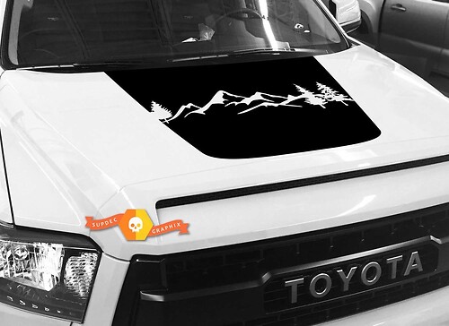 Calcomanía de vinilo para capó con paisaje de bosque y montaña para Toyota Tundra 2014-2018