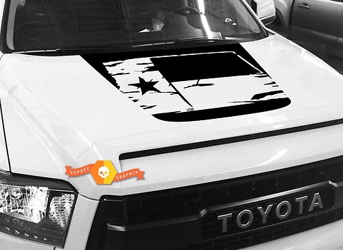 Adhesivo de vinilo de bandera de Texas desgastada para capó para Toyota Tundra 2014-2018