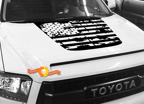 Vinilo adhesivo para capó con bandera de EE. UU. desgastada para Toyota Tundra 2014-2018