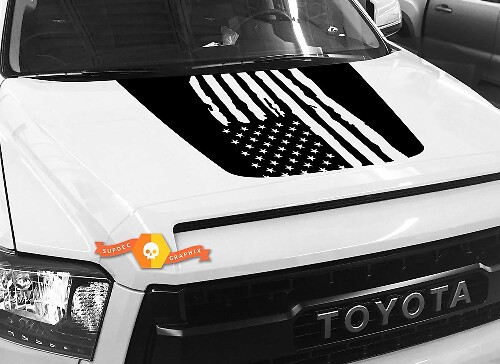 Calcomanía de vinilo para capó con bandera USA estilo desgastado para Toyota Tundra 2014-2018