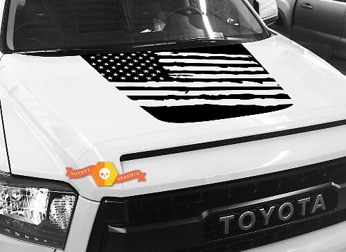 Adhesivo de vinilo para capó con bandera americana destruida para Toyota Tundra 2014-2018