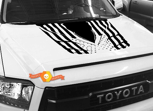 Calcomanía de vinilo para capó con bandera de EE.UU. envejecida en espejo para Toyota Tundra 2014-2018